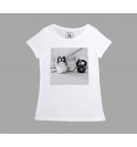 White women's t-shirt Dog and Kettlebell 13-RF
