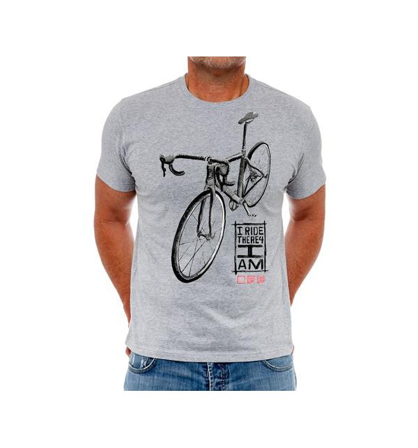 Šedé cyklistické tričko I Ride, Therefore I Am