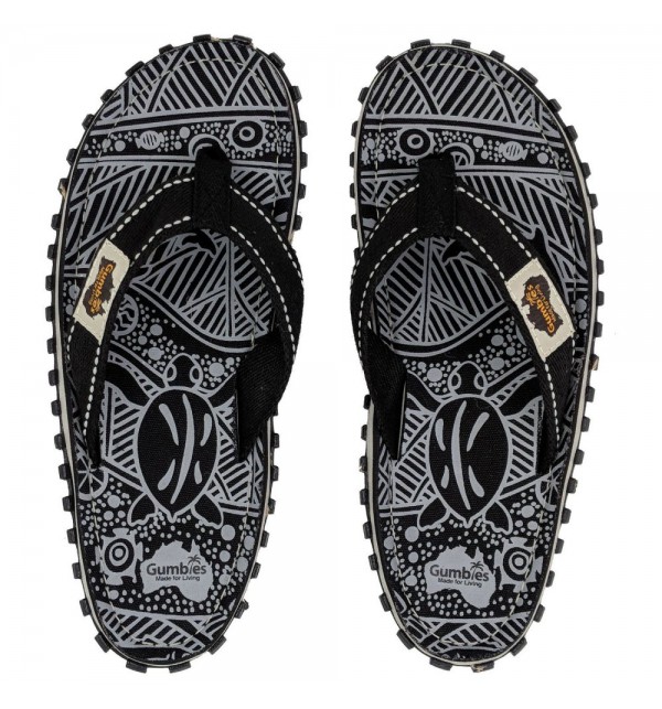 Žabky Gumbies z recyklovaných pneumatik - Gu11 - Black Signature Pattern, Shoes Size 47, Barva Černá Gumbies Gu11 - Black