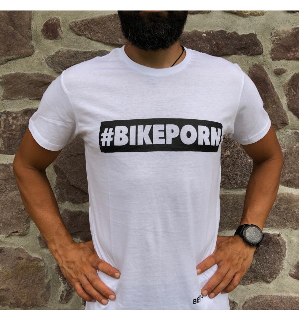 Bílé tričko cyklistika Bikeporn