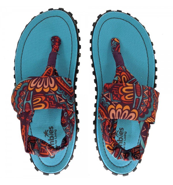 Sandále Gumbies z recyklovaných pneumatik - Gu03s - Turquoise Vintage, Shoes Size 41, Barva Modrá Gumbies Gu02s - Aztec