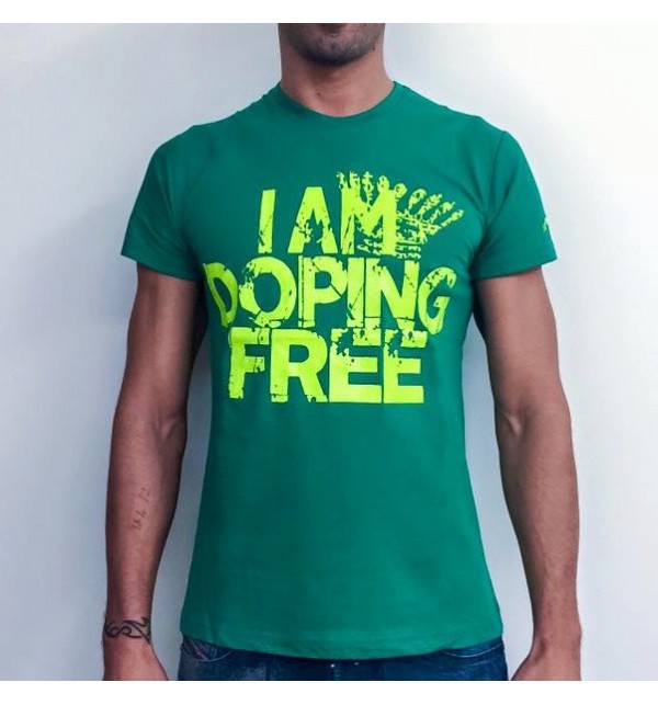 Men's green t-shirt I am doping free 001- IMTMV